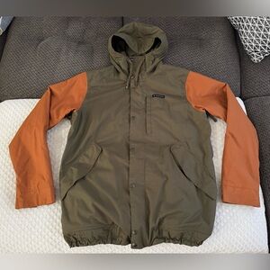 Burton White Collection Throttle Snowboarding Jacket Olive Khaki Rust Orange XL